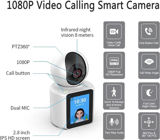 Video calling camera with HD display