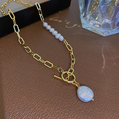 Asymmetric Metal Freshwater Pearl Necklace