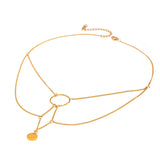 18K Gold Stainless Steel Irregular Geometric Hanging Ring Necklace