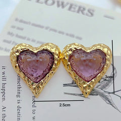 Retro Glass Temperament Texture Ear Studs