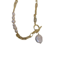 Asymmetric Metal Freshwater Pearl Necklace