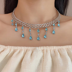 Blue Water Drop Zircon Collar Women's Fashion