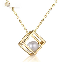 Love Cube Necklace Women's 925 Sterling Silver All-match Pearl Pendant Light Luxury Necklace