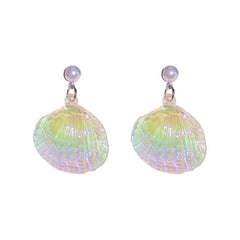 Silver Needle Shell Illusion Colorful Super Immortal Pearl Earrings