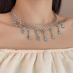 Blue Water Drop Zircon Collar Women's Fashion