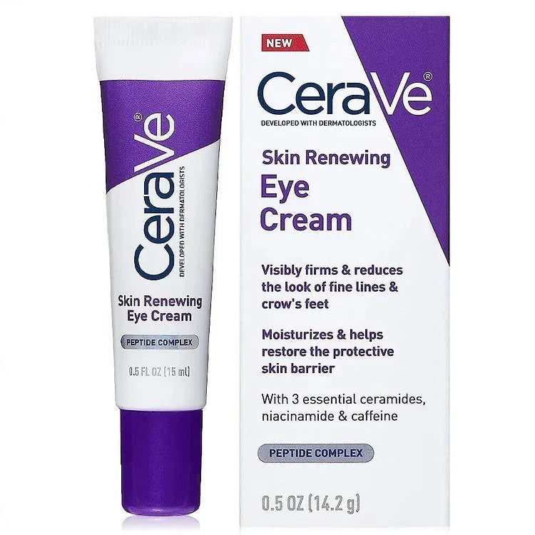 CeraVe Eye Cream for Wrinkles Under Eye Cream with Caffeine, Peptides, Free & Ophthalmologist Tested 0.5 Ounces, 0.5 Ounce